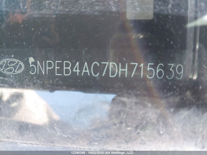2013 Hyundai Sonata Gl VIN: 5NPEB4AC7DH715639 Lot: 12390386