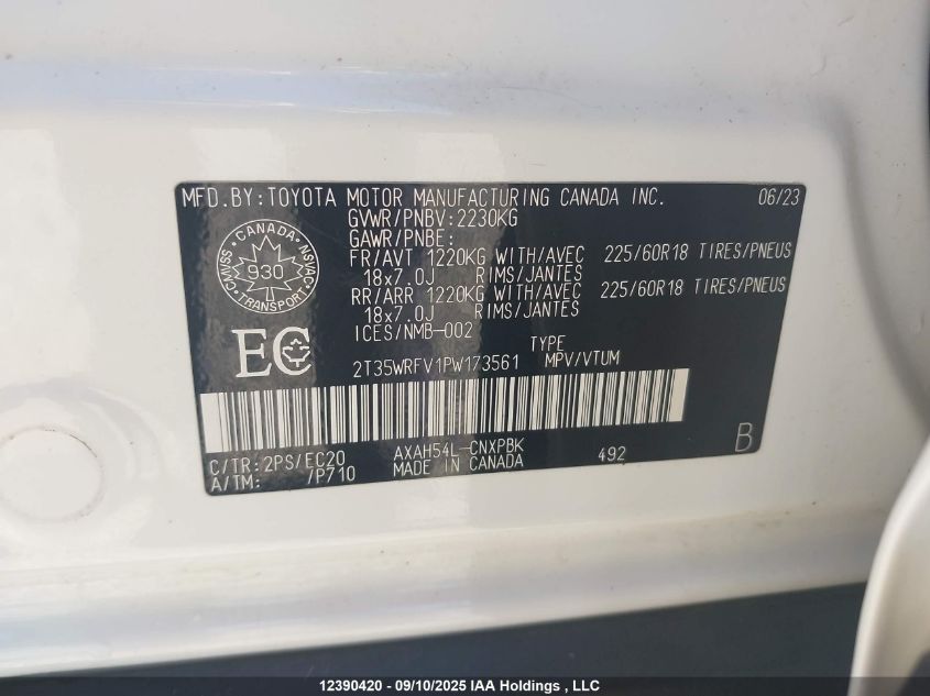 2023 Toyota Rav4 Xse Hybrid VIN: 2T35WRFV1PW173561 Lot: 12390420