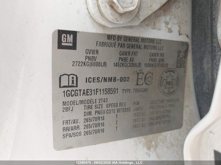 1GCGTAE31F1158591 2015 CHEVROLET COLORADO photo no. 17