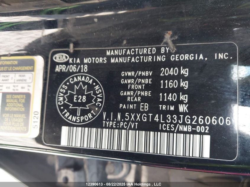 2018 Kia Optima Lx/S VIN: 5XXGT4L33JG260606 Lot: 12390613