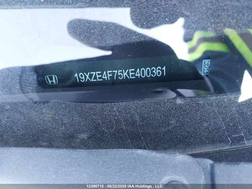 2019 Honda Insight Touring VIN: 19XZE4F75KE400361 Lot: 12390715