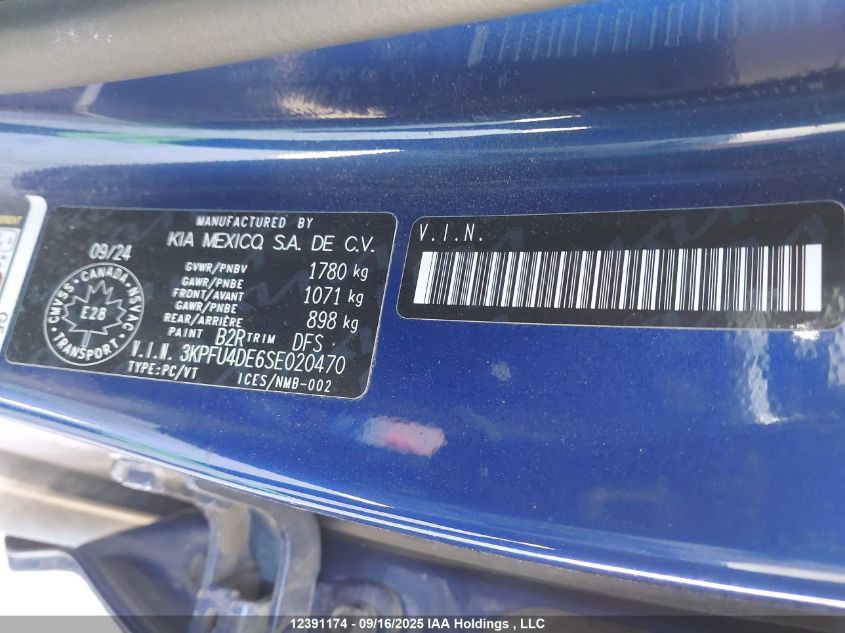 2025 Kia K4 Ex VIN: 3KPFU4DE6SE020470 Lot: 12391174