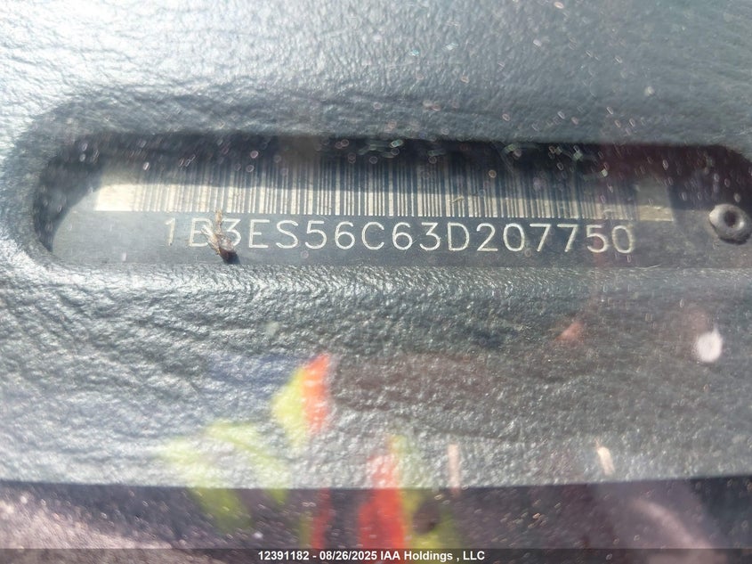 2003 Dodge Sx 2.0 VIN: 1B3ES56C63D207750 Lot: 12391182