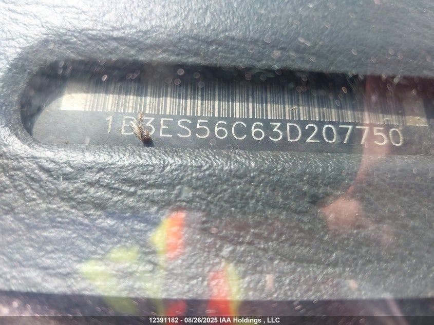 2003 Dodge Sx 2.0 VIN: 1B3ES56C63D207750 Lot: 12391182