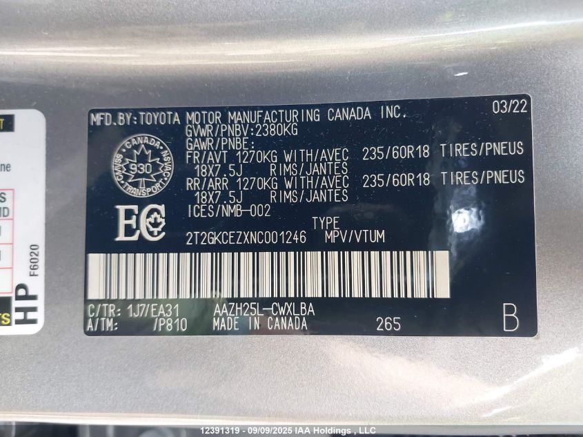 2022 Lexus Nx 350H 350H VIN: 2T2GKCEZXNC001246 Lot: 12391319