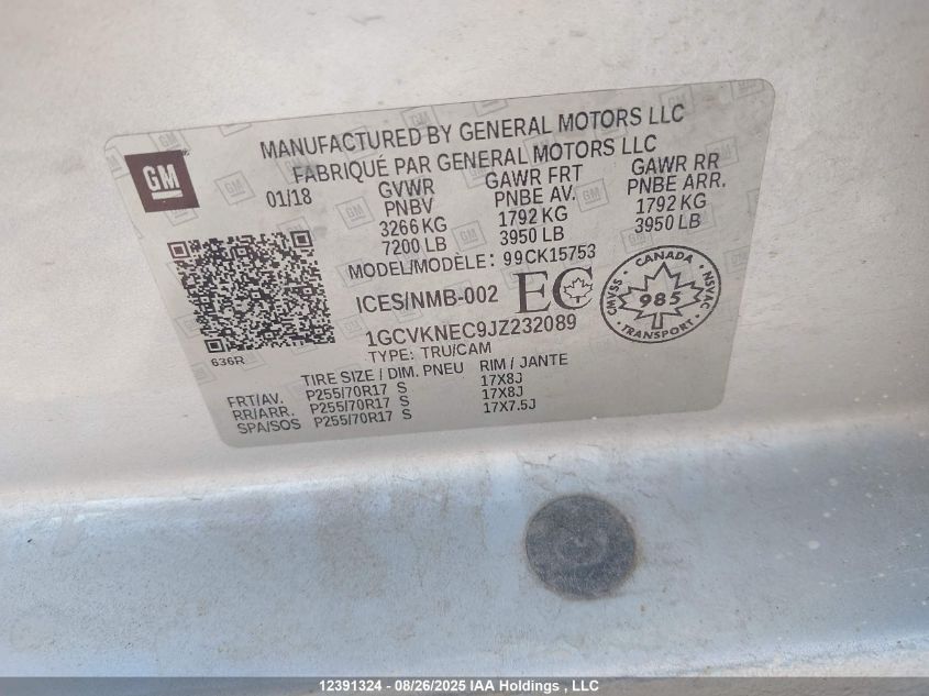 2018 Chevrolet Silverado 1500 Ls/Wt VIN: 1GCVKNEC9JZ232089 Lot: 12391324