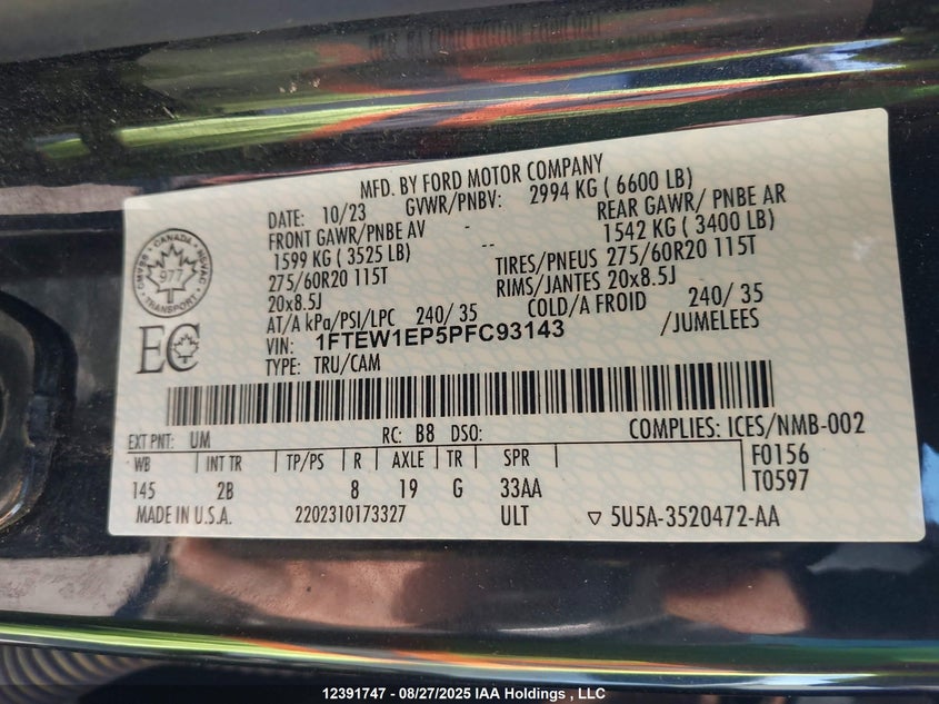 1FTEW1EP5PFC93143 2023 FORD F-150 photo no. 9