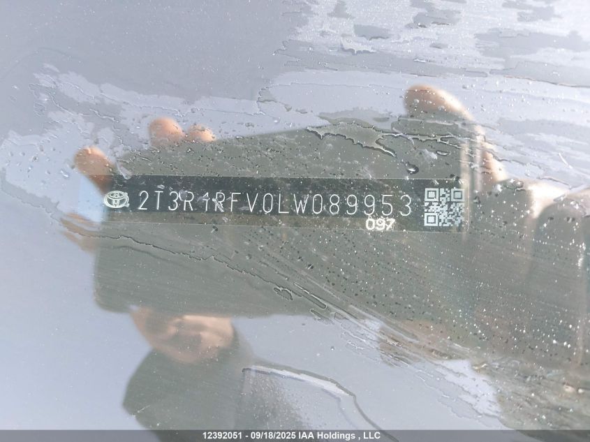 2020 Toyota Rav4 Xle/Xle Premium VIN: 2T3R1RFV0LW089953 Lot: 12392051