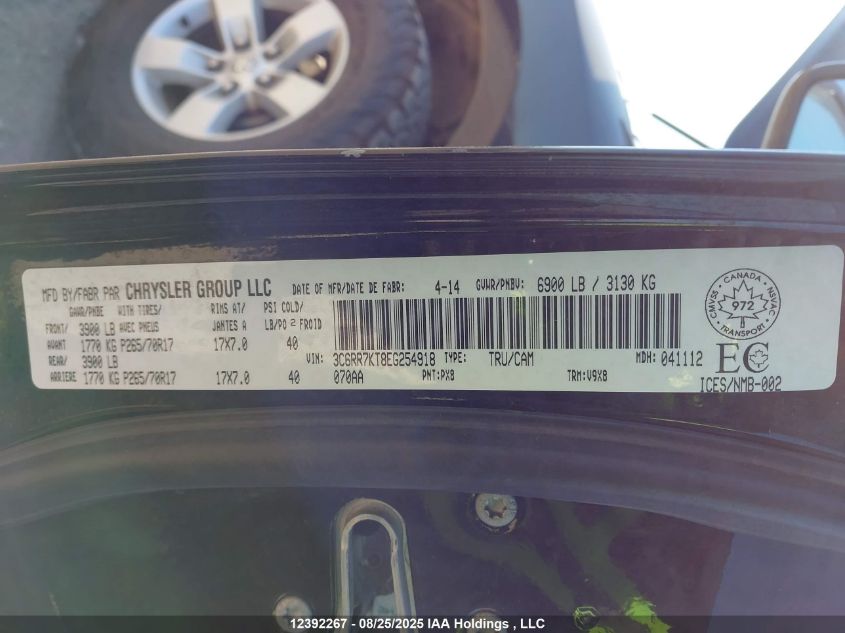 2014 Ram 1500 St VIN: 3C6RR7KT8EG254918 Lot: 12392267