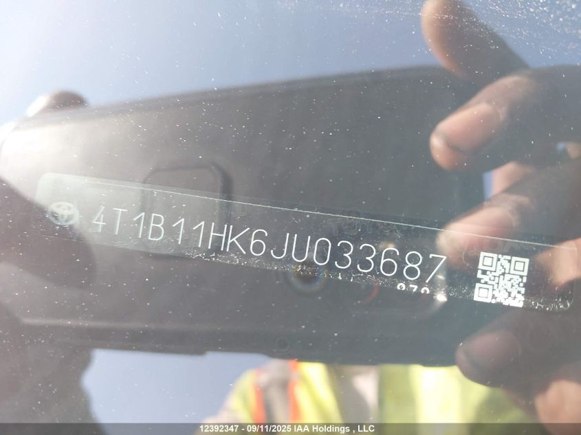 2018 Toyota Camry Se VIN: 4T1B11HK6JU033687 Lot: 12392347