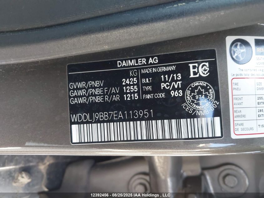 2014 Mercedes-Benz Cls 550 4Matic VIN: WDDLJ9BB7EA113951 Lot: 12392456