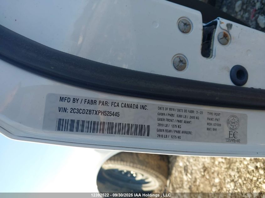 2023 Dodge Challenger R/T VIN: 2C3CDZBTXPH525445 Lot: 12392522