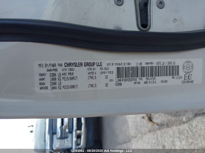 2010 Jeep Compass Sport/North VIN: 1J4NF4FBXAD520702 Lot: 12392562