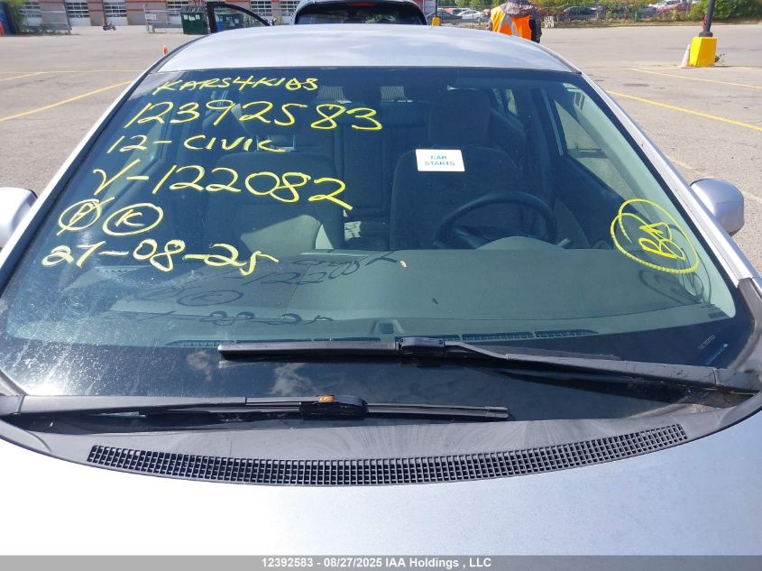 2012 Honda Civic Lx VIN: 2HGFB2F46CH122082 Lot: 12392583