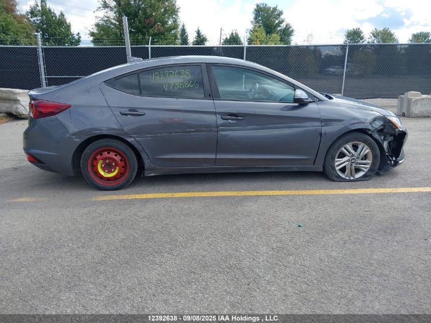 2019 Hyundai Elantra VIN: KMHD84LF1KU738866 Lot: 12392638