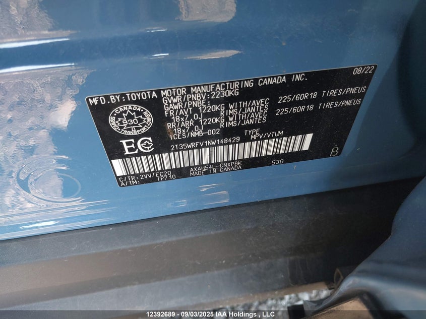 2T35WRFV1NW148429 2022 TOYOTA RAV 4 photo no. 9