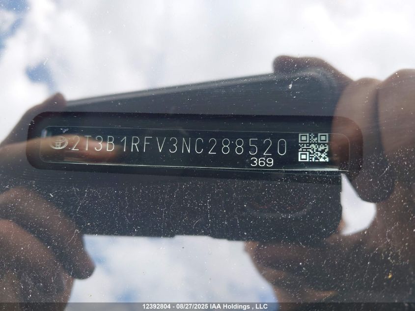 2022 Toyota Rav4 Le VIN: 2T3B1RFV3NC288520 Lot: 12392804