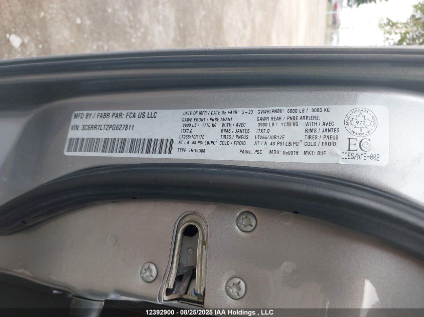 2023 Ram 1500 Classic Slt VIN: 3C6RR7LT2PG627811 Lot: 12392900