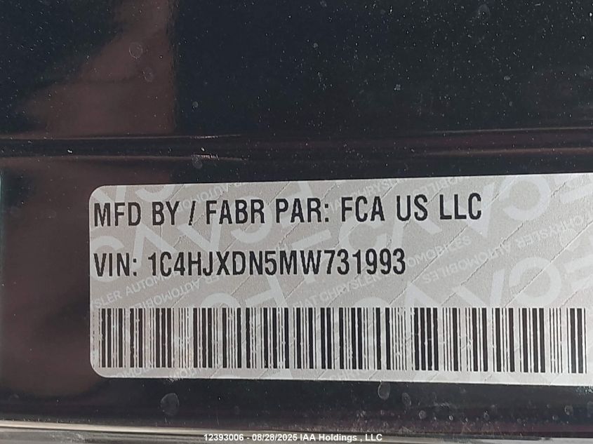 2021 Jeep Wrangler Unlimited Sport VIN: 1C4HJXDN5MW731993 Lot: 12393006