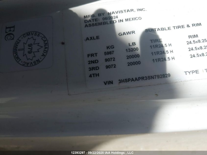 2025 International Hx VIN: 3HSPAAPR3SN792829 Lot: 12393297