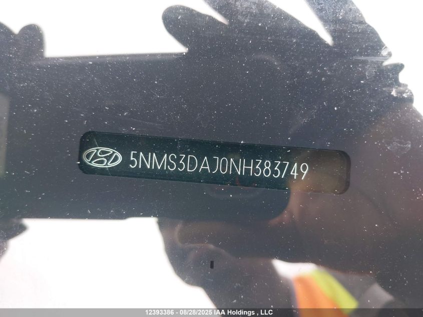 2022 Hyundai Santa Fe Preferred Awd With Trend Package VIN: 5NMS3DAJ0NH383749 Lot: 12393386