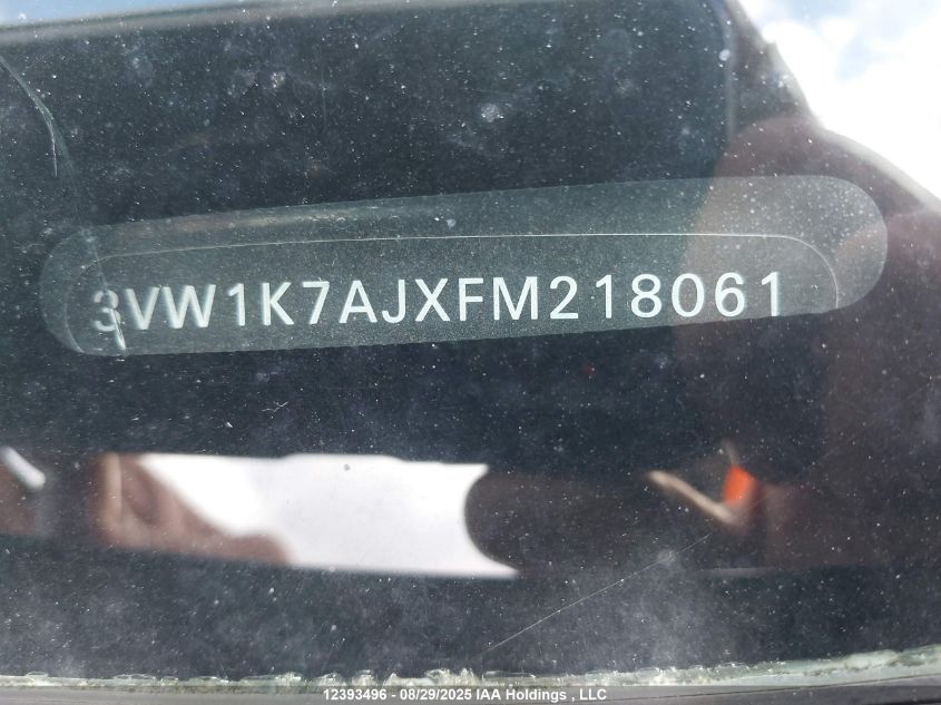 2015 Volkswagen Jetta S VIN: 3VW1K7AJXFM218061 Lot: 12393496