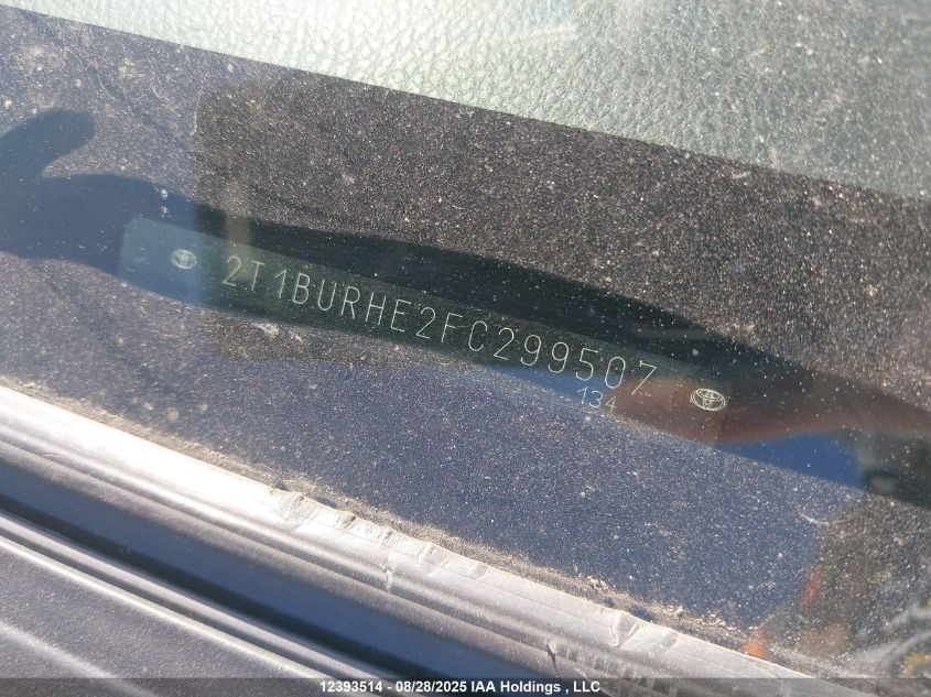 2015 Toyota Corolla Le VIN: 2T1BURHE2FC299507 Lot: 12393514