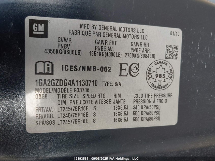 1GA2GZDG4A1130710 2010 CHEVROLET  photo no. 9