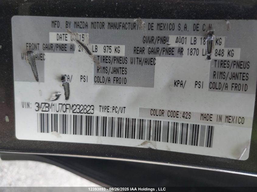 2015 Mazda 3 Sport VIN: 3MZBM1U70FM232823 Lot: 12393893