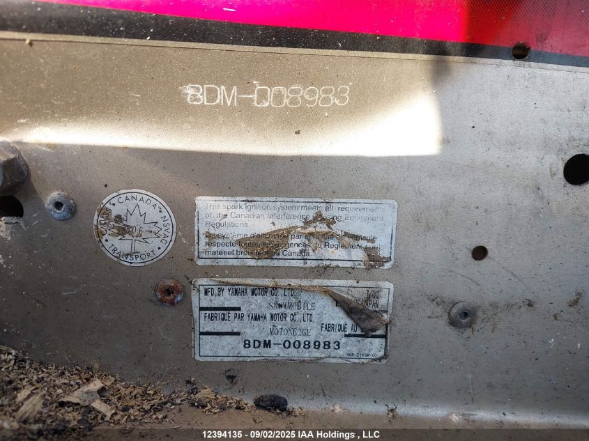 2001 Yamaha VIN: 8DM008983 Lot: 12394135