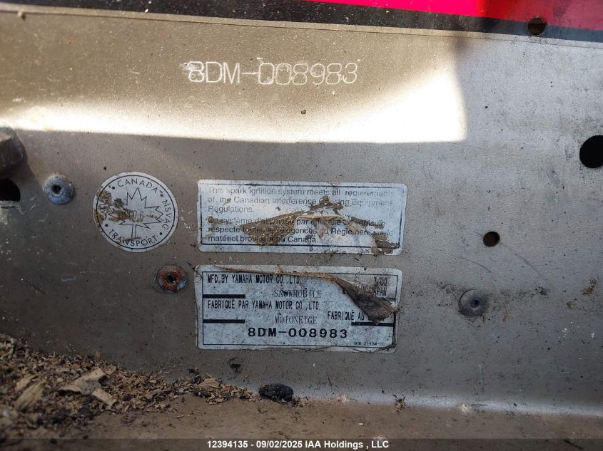 2001 Yamaha VIN: 8DM008983 Lot: 12394135