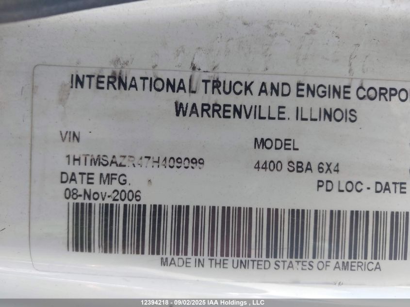 2007 International 4000 4400 VIN: 1HTMSAZR47H409099 Lot: 12394218