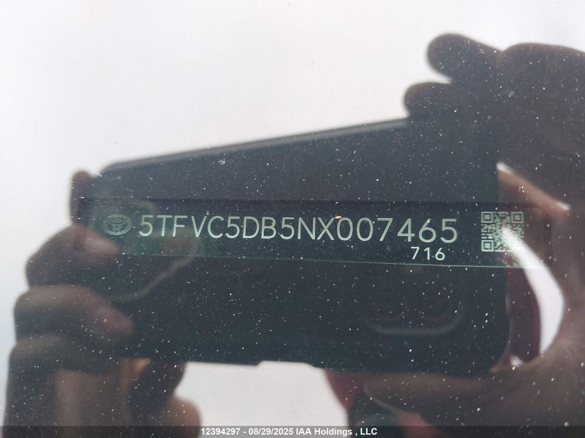 2022 Toyota Tundra Crewmax Capstone VIN: 5TFVC5DB5NX007465 Lot: 12394297