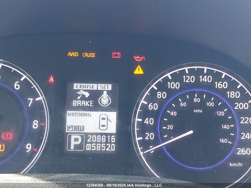 2011 Infiniti G37X VIN: JN1CV6EL0BM263219 Lot: 12394385