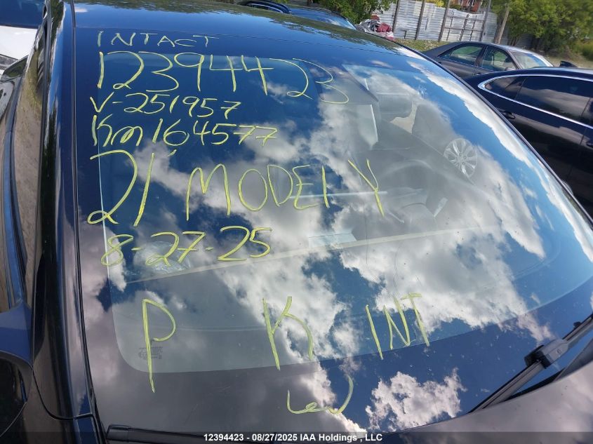 2021 Tesla Model Y Performance VIN: 5YJYGDEFXMF251957 Lot: 12394423