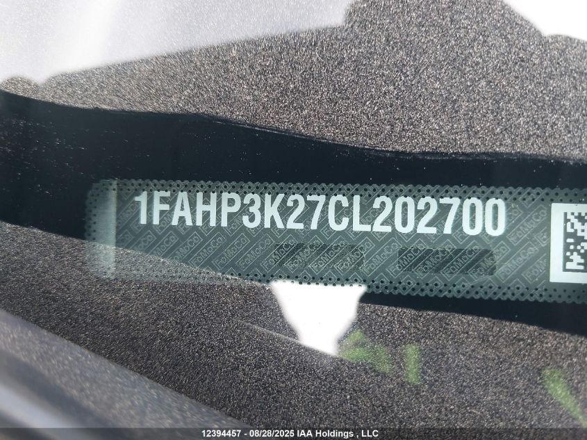 2012 Ford Focus Se VIN: 1FAHP3K27CL202700 Lot: 12394457