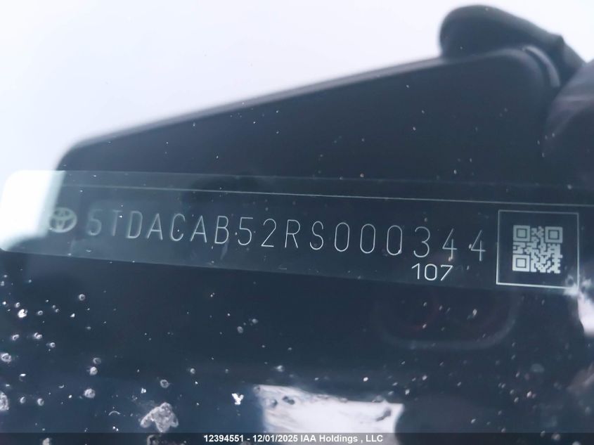 2024 Toyota Grand Highlander Hybrid Xle VIN: 5TDACAB52RS000344 Lot: 12394551