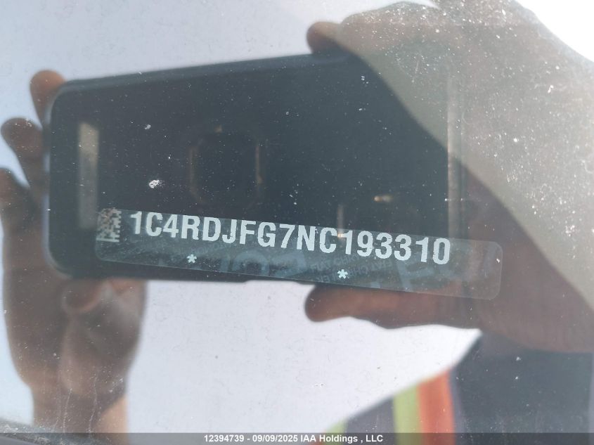 2022 Dodge Durango Pursuit/Enforcer VIN: 1C4RDJFG7NC193310 Lot: 12394739