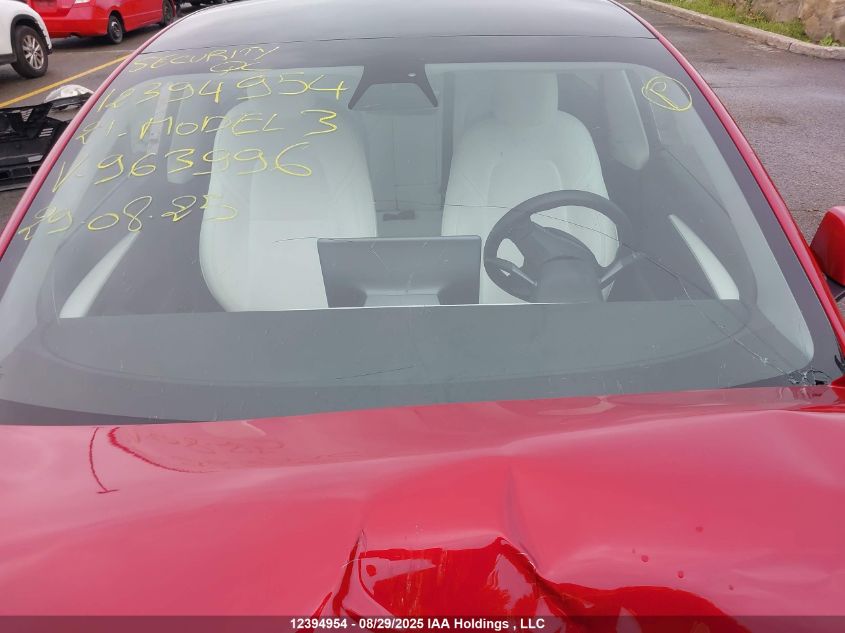 2021 Tesla Model 3 Standard Range/Standard Range Plus VIN: 5YJ3E1EA4MF963996 Lot: 12394954