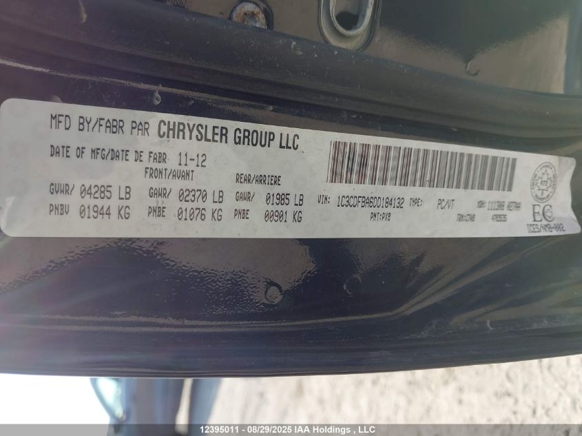 2013 Dodge Dart Sxt VIN: 1C3CDFBA6DD184132 Lot: 12395011