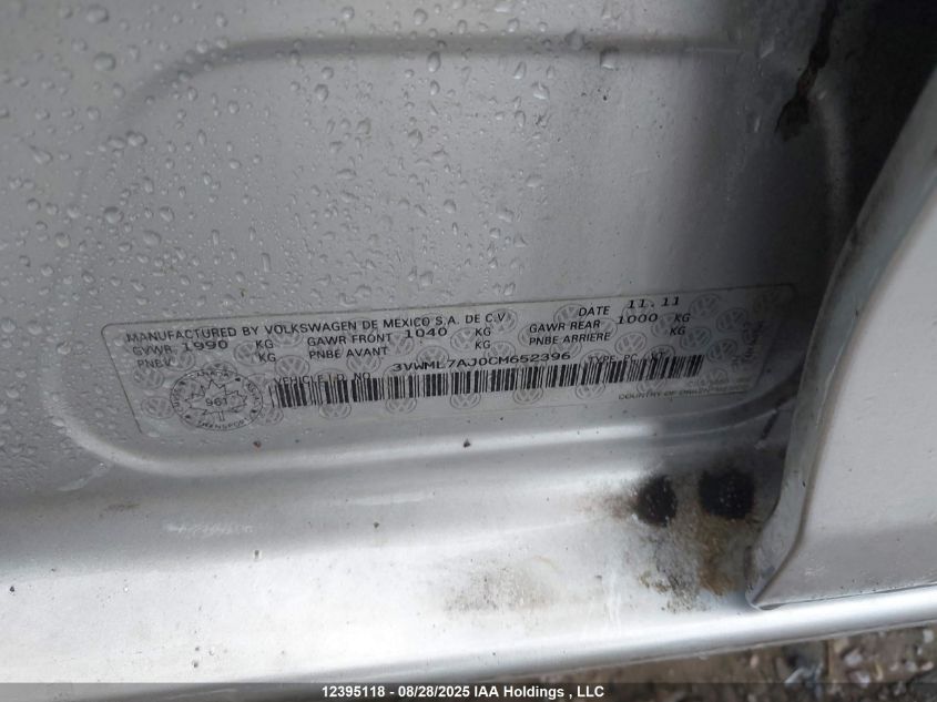 2012 Volkswagen Golf 2.0 Tdi Comfortline/2.0 Tdi Highline VIN: 3VWML7AJ0CM652396 Lot: 12395118