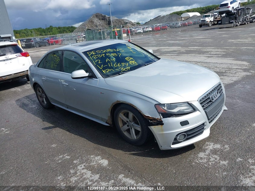 WAUHFCFL5CA116634 2012 Audi A4 Quattro auction photo 1