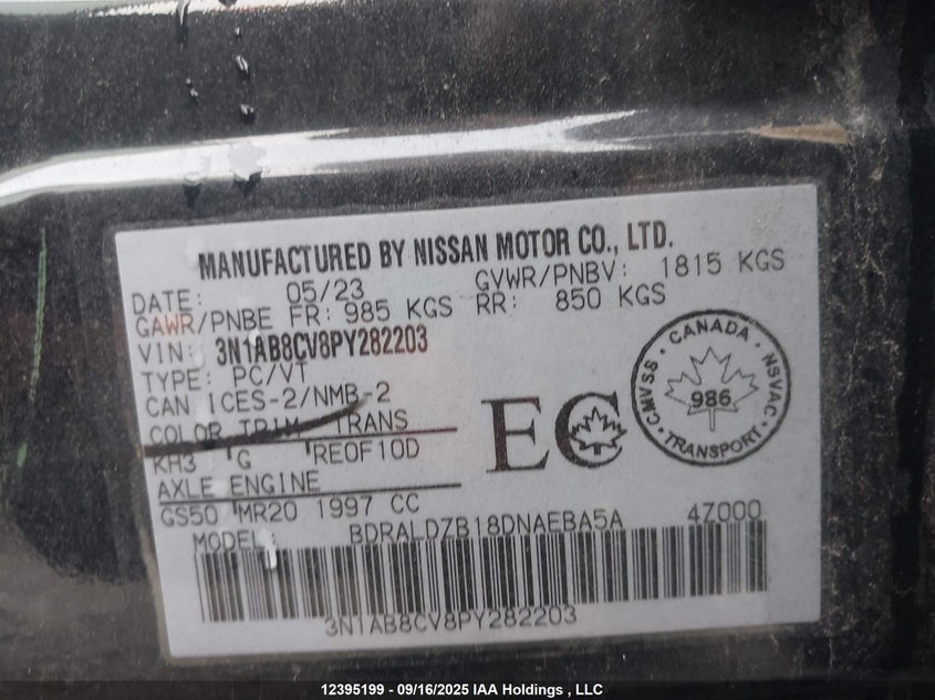 2023 Nissan Sentra VIN: 3N1AB8CV8PY282203 Lot: 12395199