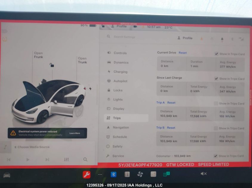 2023 Tesla Model 3 Rwd VIN: 5YJ3E1EA0PF477920 Lot: 12395326