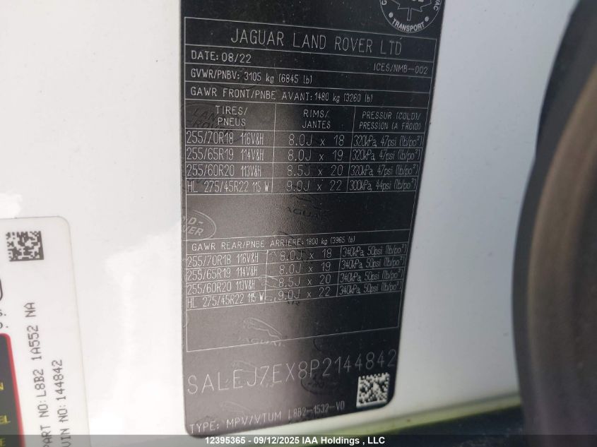 2023 Land Rover Defender 110 S VIN: SALEJ7EX8P2144842 Lot: 12395365