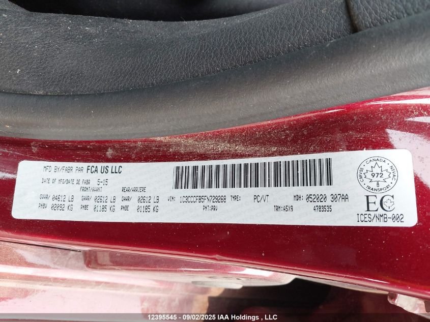 2015 Chrysler 200 Lx VIN: 1C3CCCFB5FN729268 Lot: 12395545