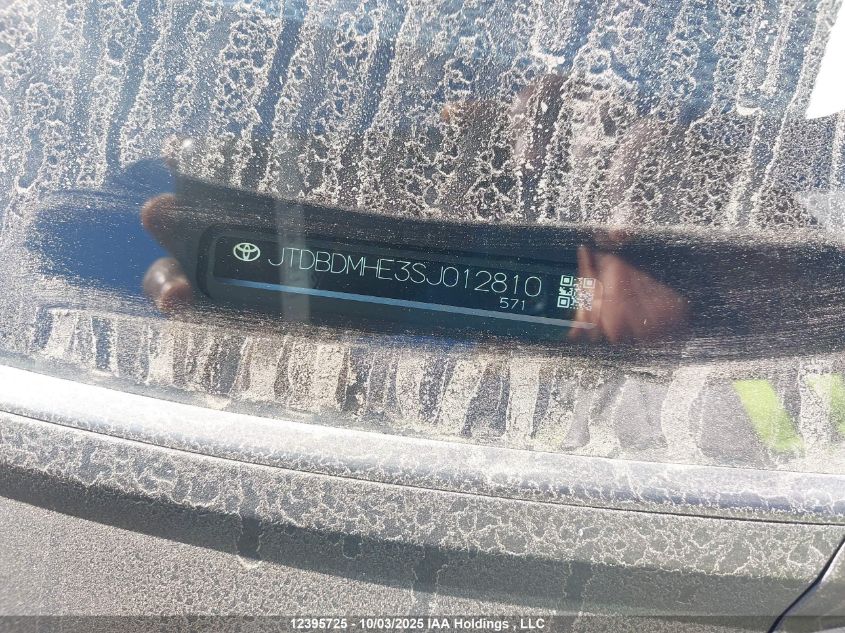 2025 Toyota Corolla Hybrid VIN: JTDBDMHE3SJ012810 Lot: 12395725