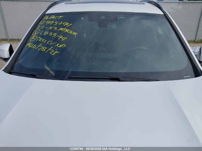 2022 BMW X3 xDrive30I VIN: 5UX53DP08N9L33574 Lot: 12395794