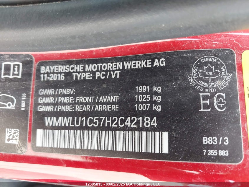 2017 Mini Clubman Cooper VIN: WMWLU1C57H2C42184 Lot: 12395815