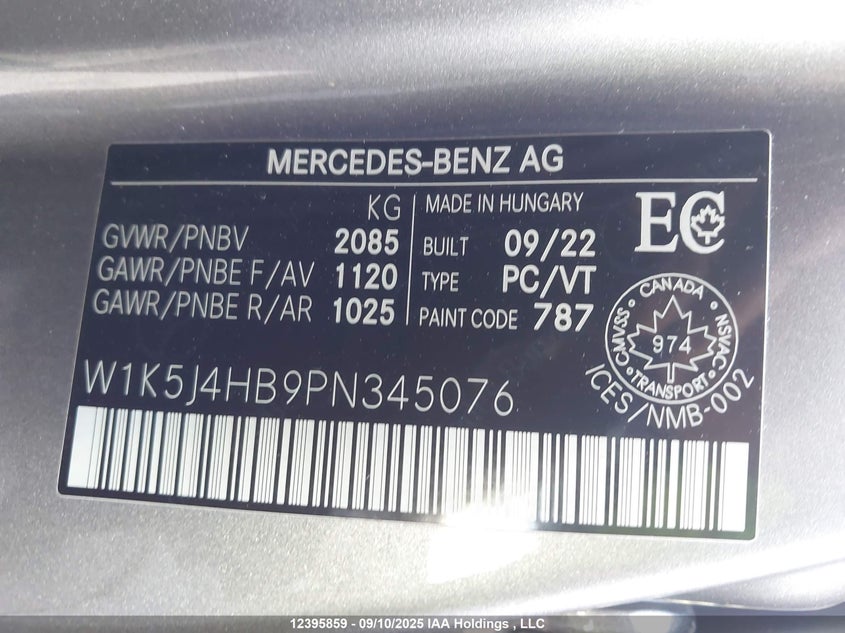 2023 Mercedes-Benz Cla 250 Coupe 4Matic VIN: W1K5J4HB9PN345076 Lot: 12395859